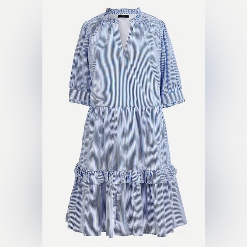 Jcrew blue and white striped popover mini dress small